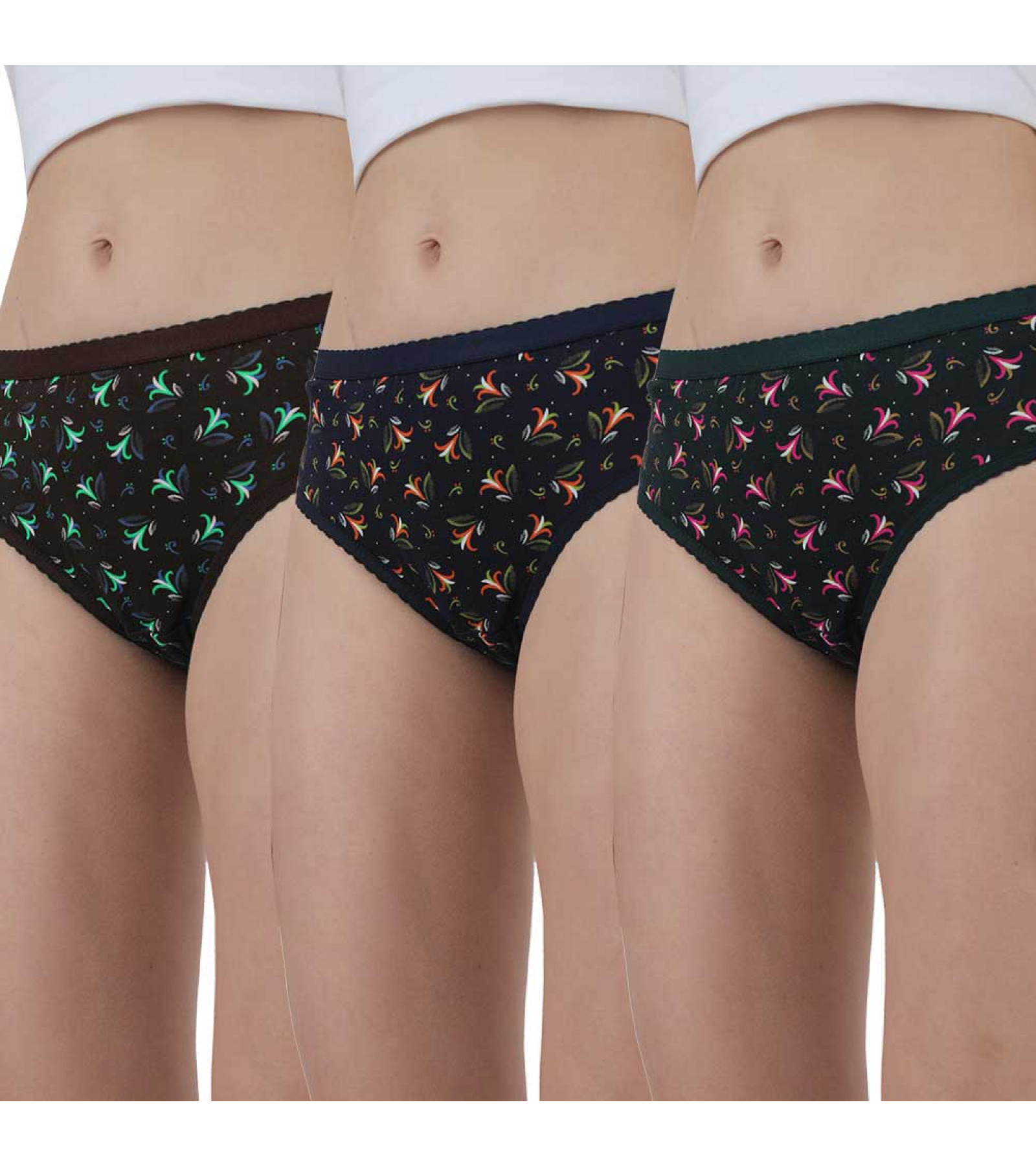 Vink Women's Printed Panty Combo Pack of 3 | Multicolor Outer Elastic